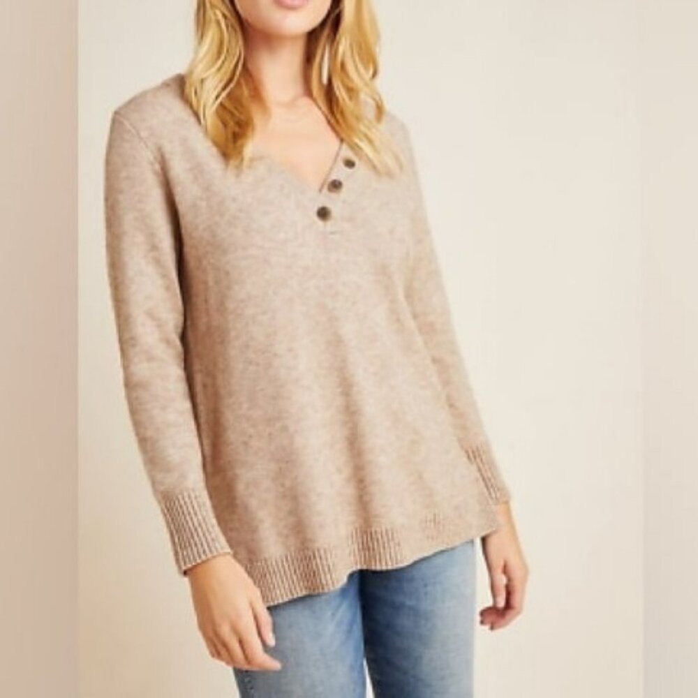 ANTHROPOLOGIE SERENA KNIT SWEATER CAPSULE, TAN, W. size Small
